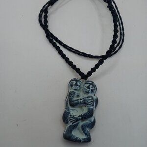 Unisex Handmade Pachamama Idol Macramé Processed Stone Necklace